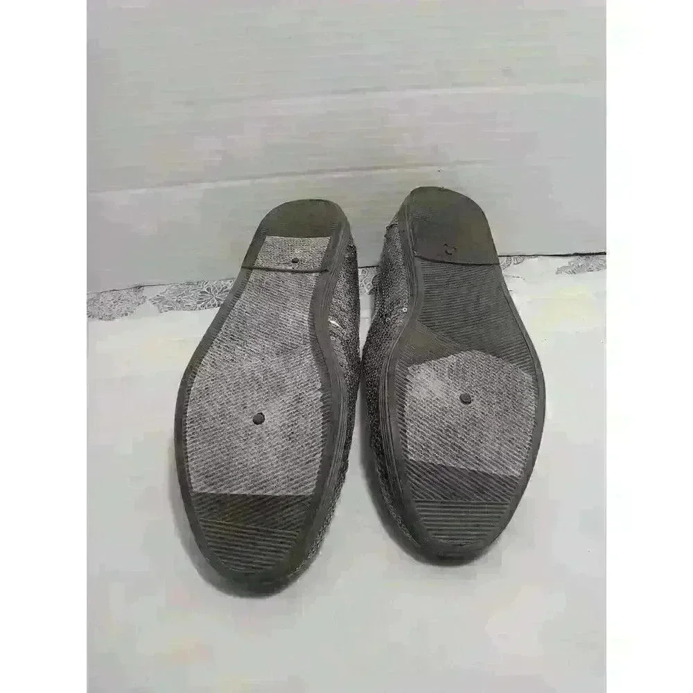 Vintage Ellemenno Size 6.5 Pewter Sequin Slip On Loafer‎ Moccasin - Picture 8 of 8